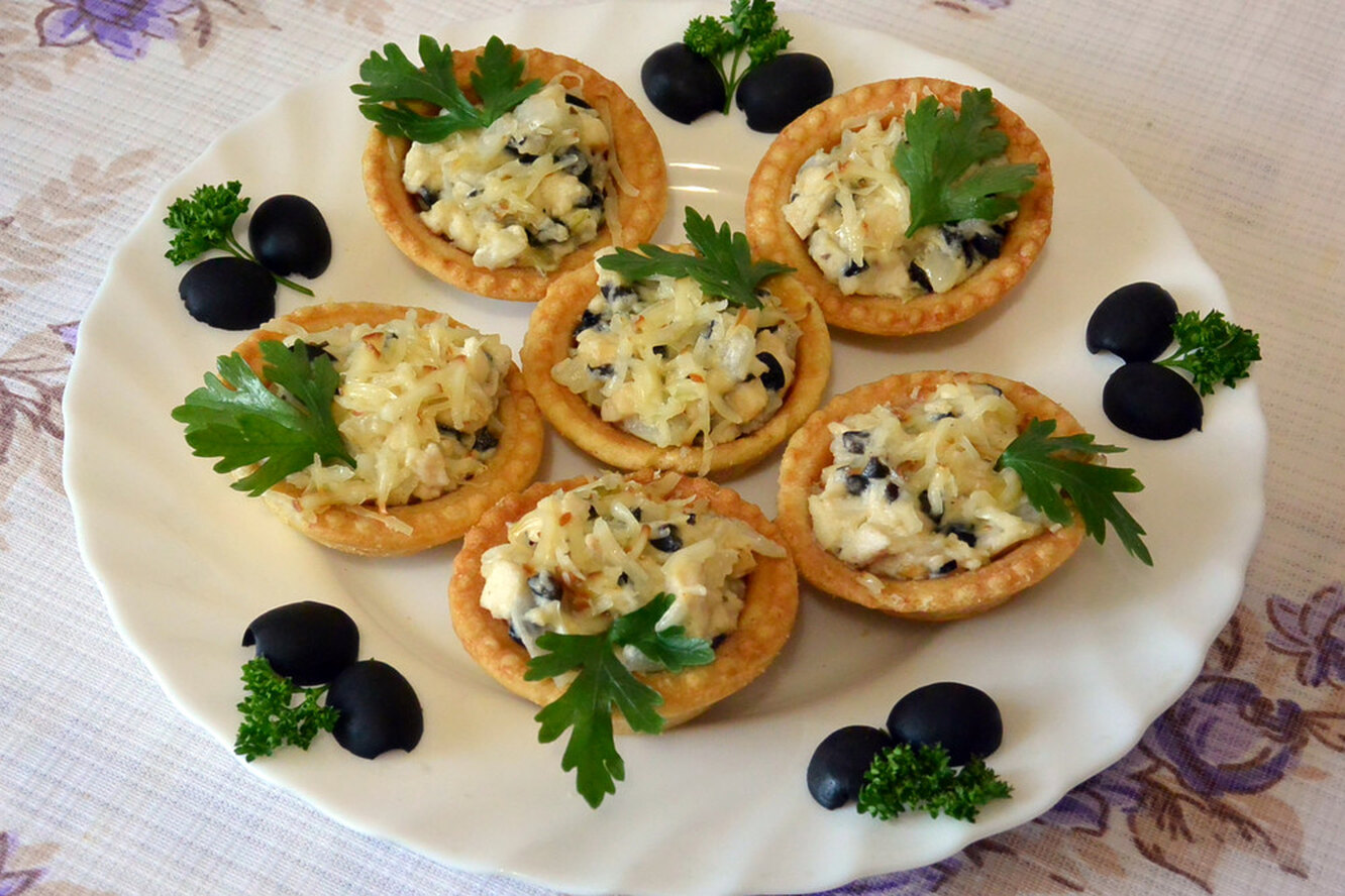 Тарталетки с грибами и сыром в духовке рецепт с фото