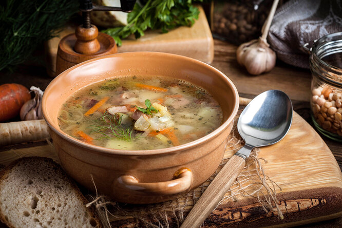 Ингредиенты для «Постный гороховый суп по-деревенски»: