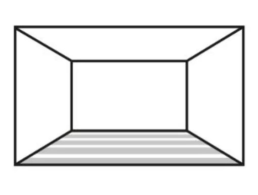 Поперечные полосы на полу оптически делают комнату шире и короче.